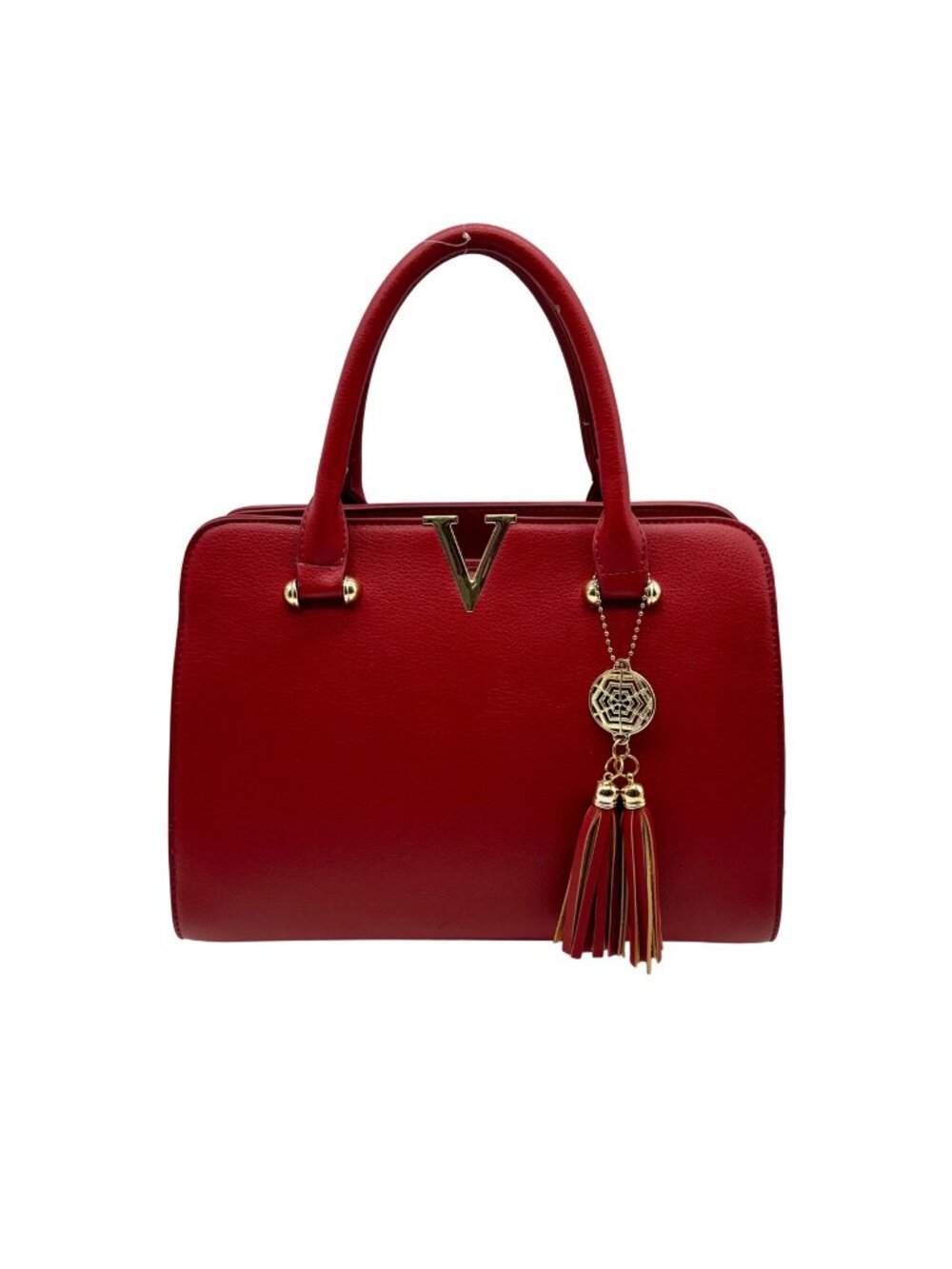Grossi Red Faux Leather Tote Bag